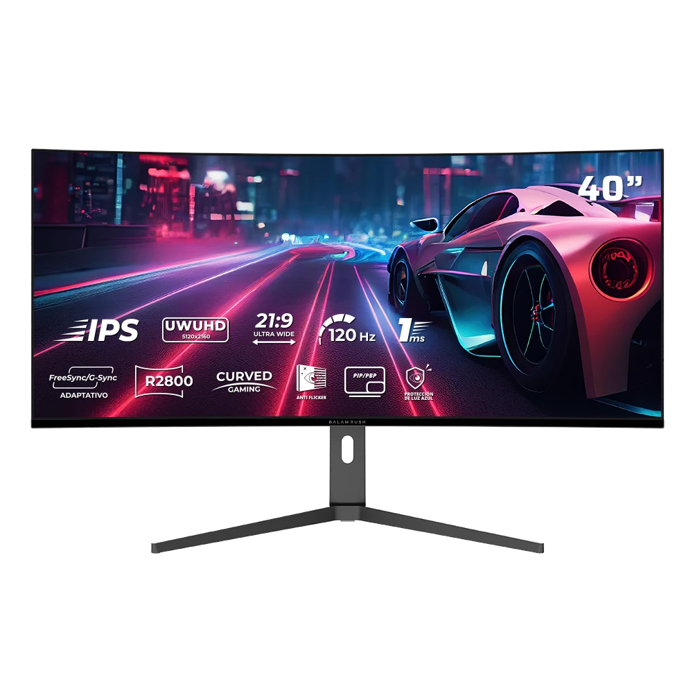 Monitor Curvo 40" IPS 4K R2800 | Exorvit Earth MZX40C | Negro