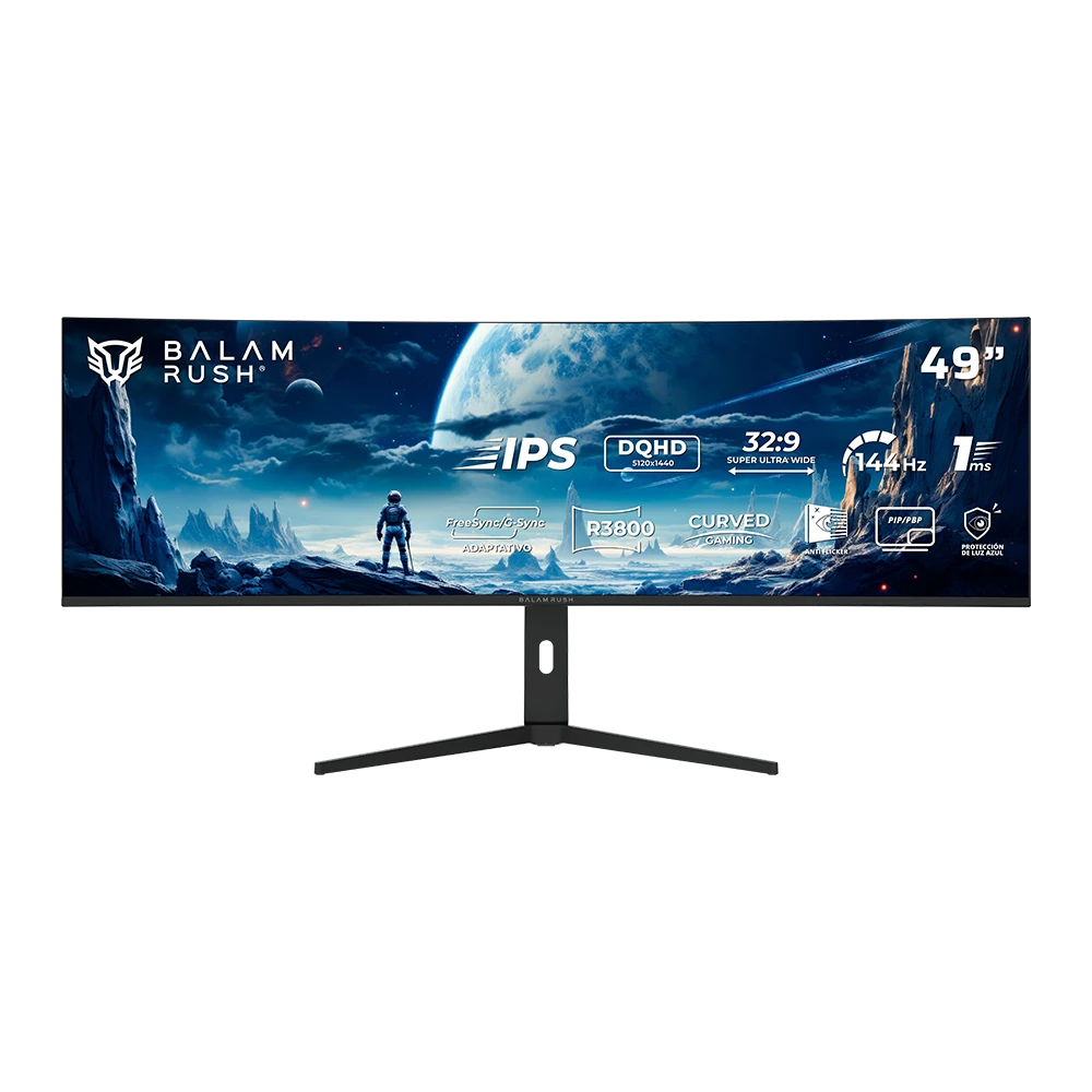 Monitor Gamer Curvo 49" DQHD R3800 IPS | Exorvit Earth MZX49C | Negro