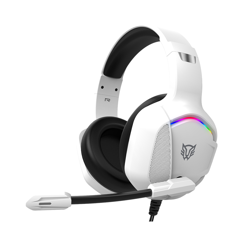 Audífonos Gamer | Orphix II HS699 Alámbricos + Over Ear + Bocinas 50 mm + Mic Fijo | Sonido Dinámico + Compatible con PC + Dispositivos móviles + Consolas | RGB + Jack 3.5 mm + USB | Azender | Blanco