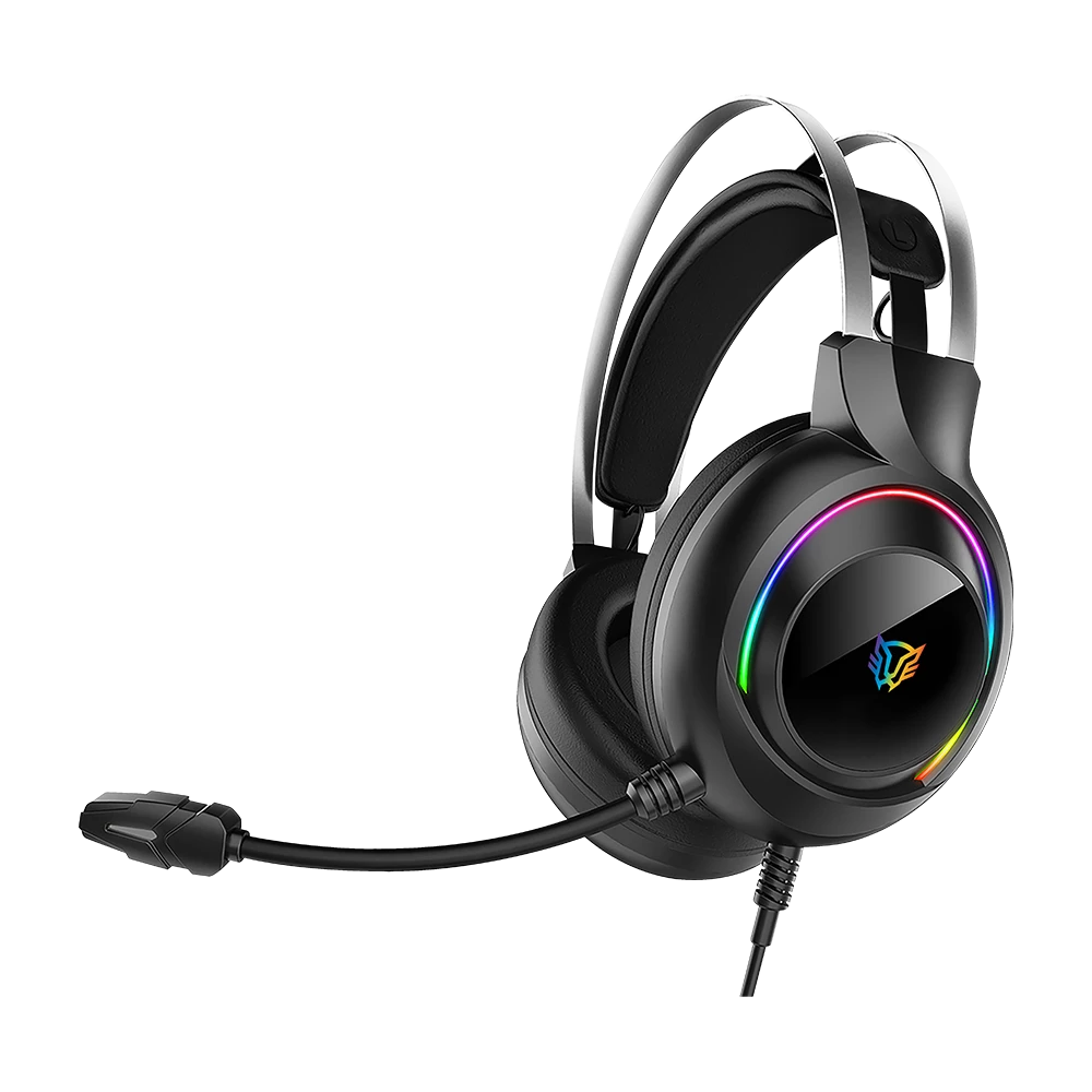 Audífonos Gamer | Hesix II HS688 | Alámbricos + Over Ear + Bocinas 50 mm + Mic Fijo | Sonido Dinámico + Compatible con PC + Dispositivos móviles + Consolas | RGB + Jack 3.5 mm + USB | Azender | Negro