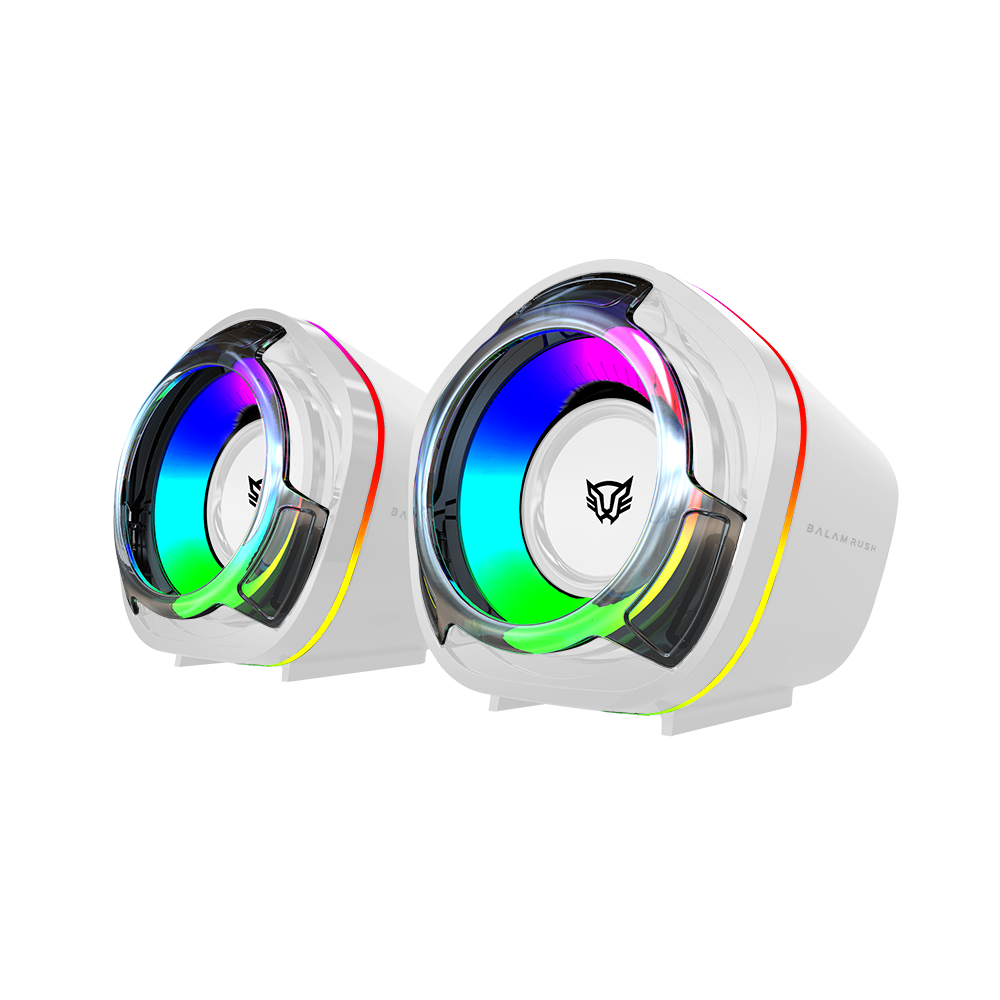 Bocinas USB Gamer | Glimm Penta BG545 | Bluetooth 5.0 + USB A | Sonido Estéreo + 2.0 Canales | 6 W + RGB | Azender | Blanco