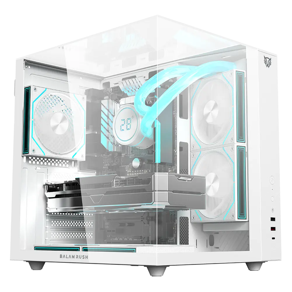 Gabinete BalamRush Tank Majestic 6600 / Media Torre / ATX / USB-C 3.0 / Paneles de Cristal / Blanco / BR-941532