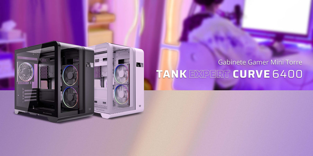 Gabinete Mini | Torre con Display Tank Expert Curve 6400 | Negro