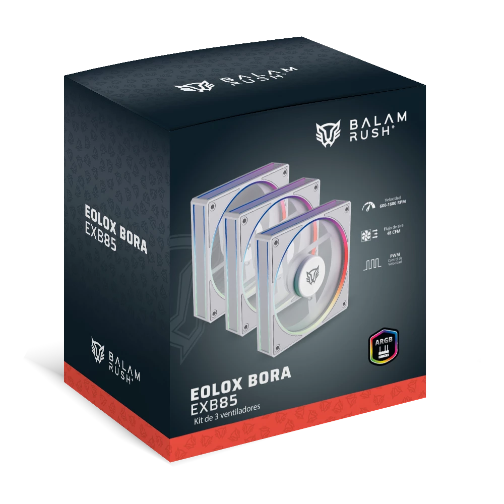 Kit 3 Ventiladores para PC | Eolox Bora EXB85 | Blanco