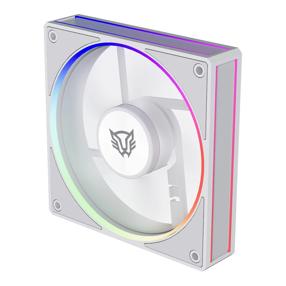 Kit 3 Ventiladores Aspas Inversas para PC | Eolox Bora-R EXB85R | Diseño Cuadrado | 120 mm | 600 - 1600 RPM | PWM 4 pin + Aurea RGB | Azender | Blanco