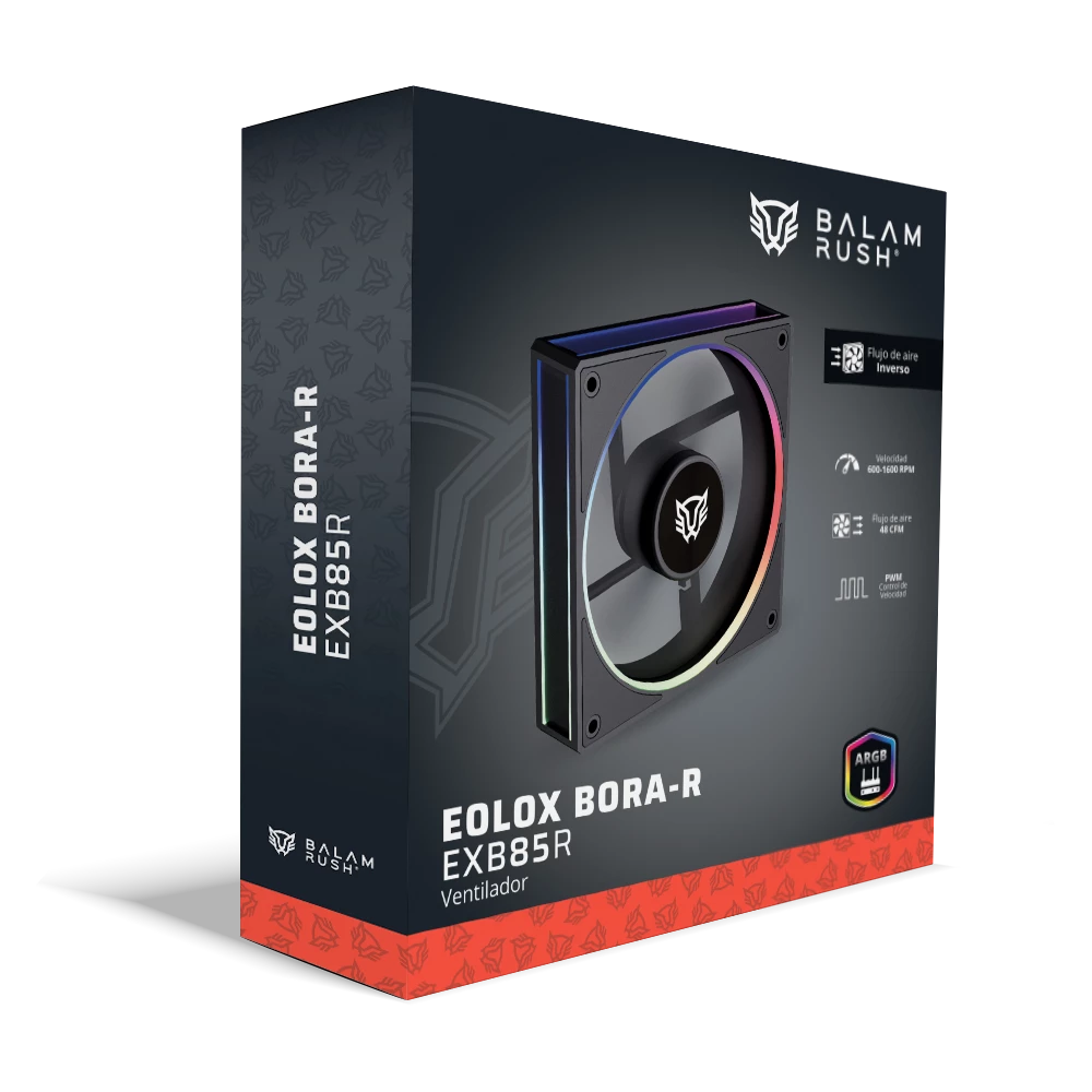 Ventilador con Aspas Inversas para PC | Eolox Bora-R EXB85R | Negro