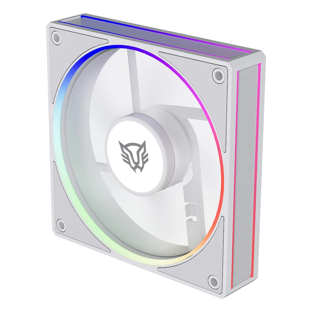 Ventilador con Aspas Inversas para PC | Eolox Bora-R EXB85R | Diseño Cuadrado | 120 mm | 600 - 1600 RPM | PWM 4 pin + Aurea RGB | Azender | Blanco