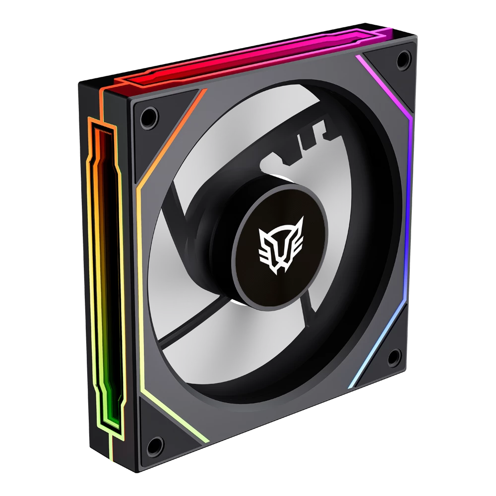 Ventilador para PC | Eolox Link EXL95 | Diseño Cuadrado | 120 mm | 600 - 1800 RPM | PWM 4 pin + Aurea RGB | Legend | Negro