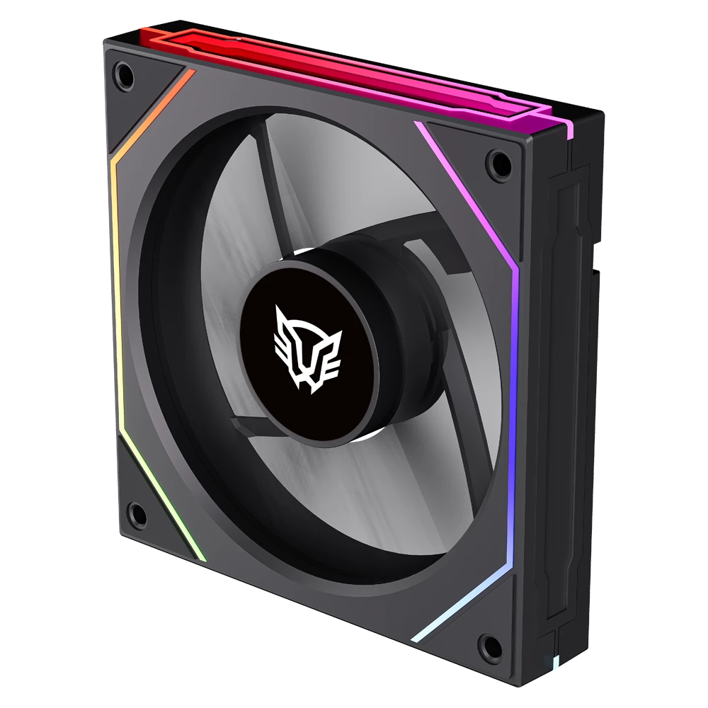 Ventilador para PC | Eolox Link EXL95 | Diseño Cuadrado | 120 mm | 600 - 1800 RPM | PWM 4 pin + Aurea RGB | Legend | Negro