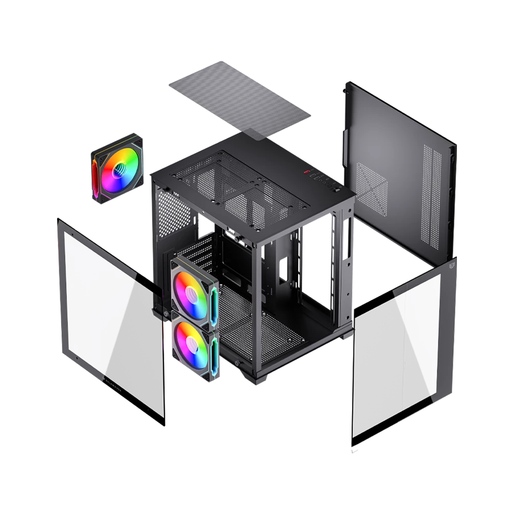 Gabinete Gamer Mini Torre | Tank Glow Max 3900 | Negro