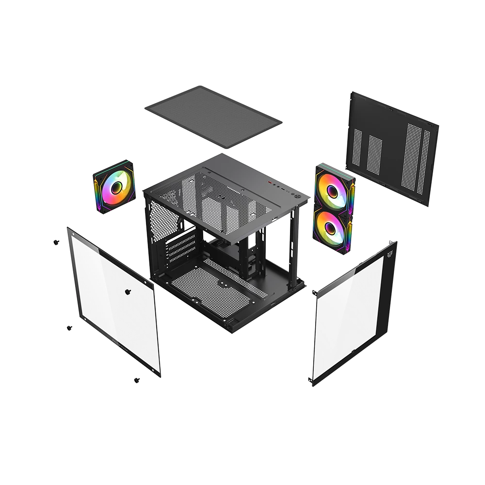 Gabinete Gamer Compact Mini Torre | Tank Glow Plus 3700 | Negro