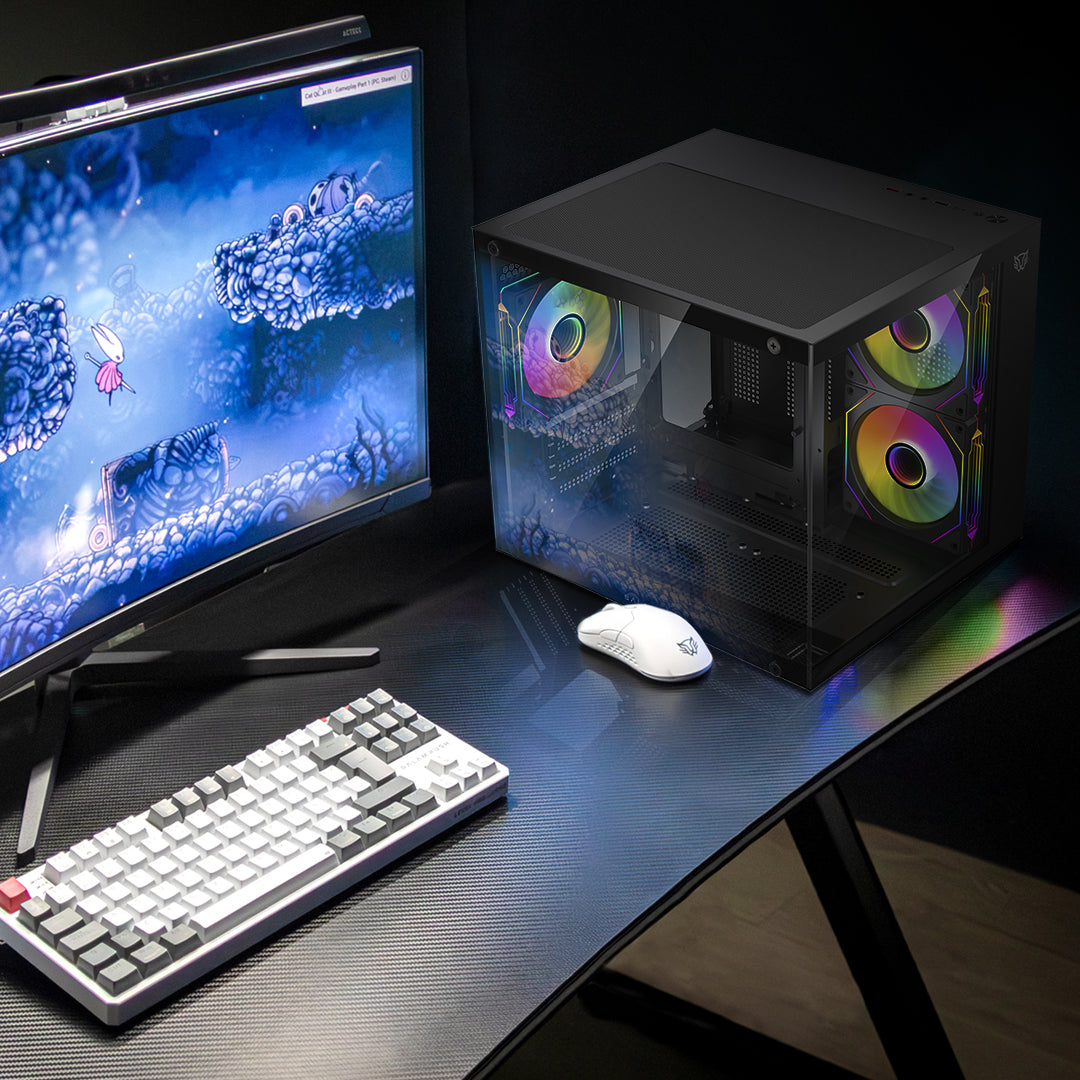 Gabinete Gamer Compact Mini Torre | Tank Glow Plus 3700 | Negro