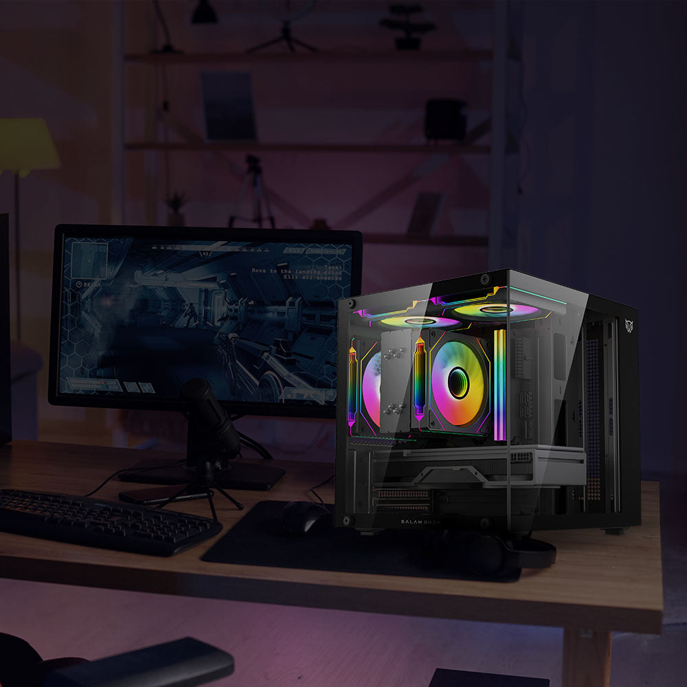 Gabinete Gamer Compact Mini Torre | Tank Glow Mini 3500 | Negro