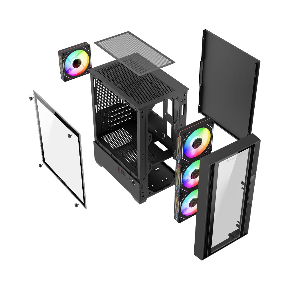 Gabinete Gamer Compact Mini Torre | Nitrox Edge Pro Crystal 4900C | Negro