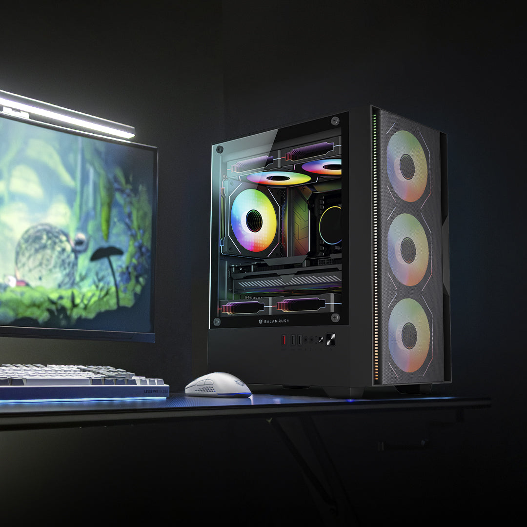 Gabinete Gamer Compact Mini Torre | Nitrox Edge Pro Aircool 4900C | Negro