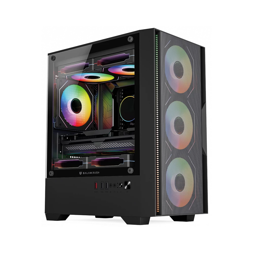 Gabinete BalamRush Nitrox Edge Pro Aircool 4900C / Mini Torre / M-ATX / 4 Ventiladores ARGB / Cristal Templado / BR-943895