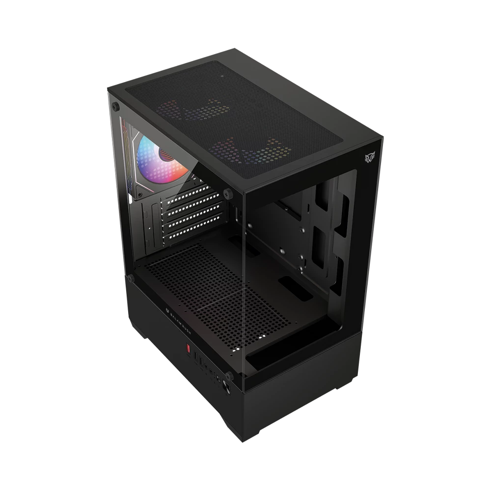 Gabinete Gamer Compact Mini Torre | Nitrox Glow Crystal 4700C | Negro
