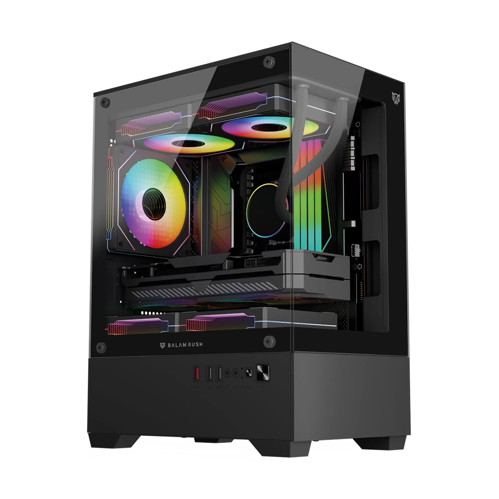 Gabinete Gamer Compact Mini Torre | Nitrox Glow Crystal 4700C | Negro