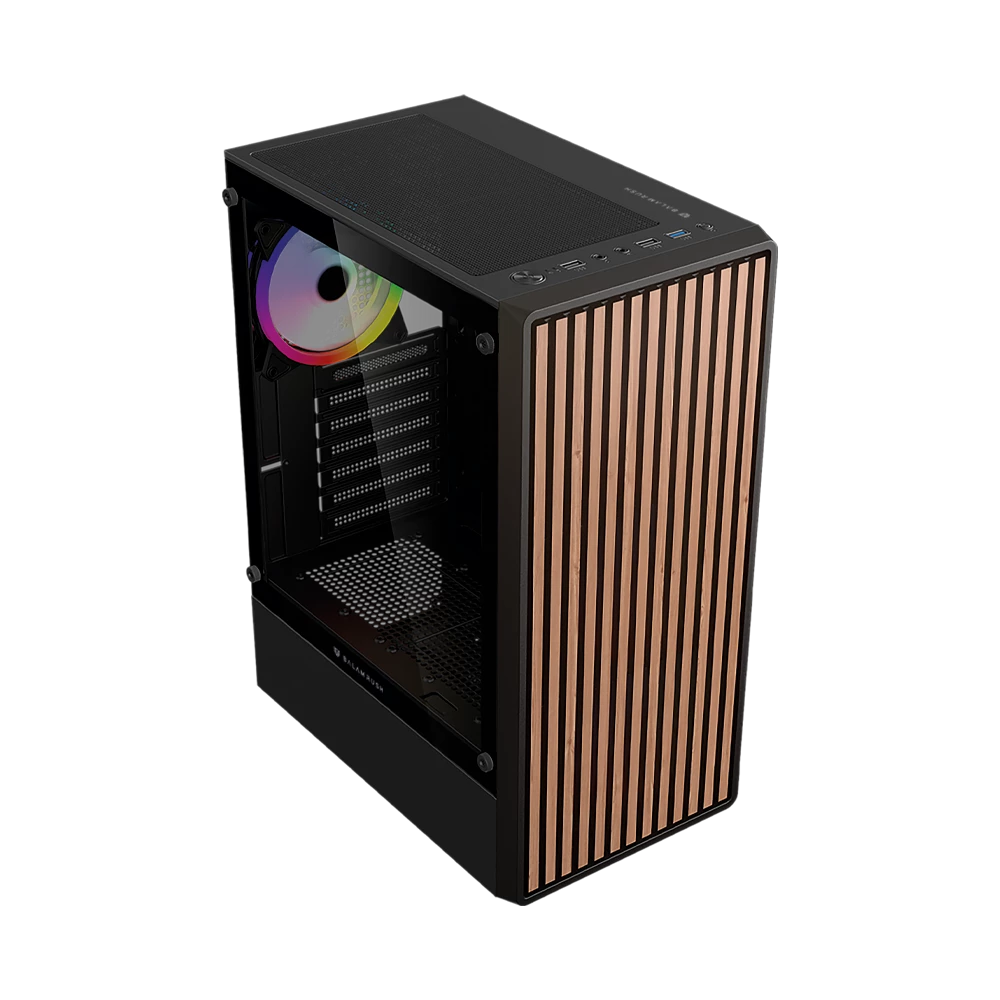 Gabinete Gamer Compact Media Torre | Dragonfly Wood GM580 | Negro