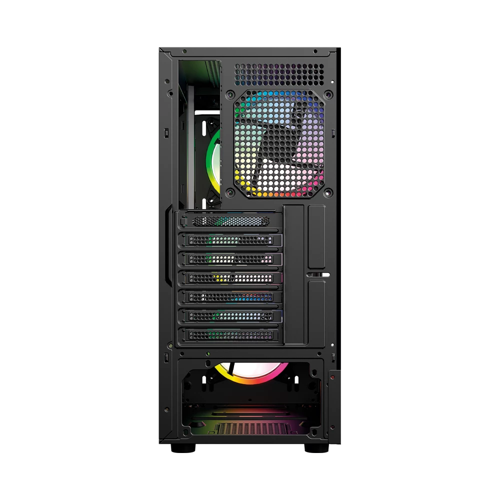 Gabinete Gamer Compact Media Torre | Dragonfly Wood GM580 | Negro