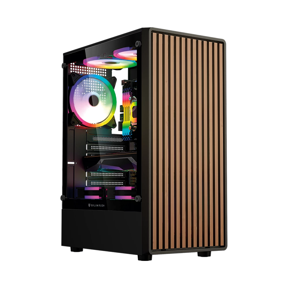 Gabinete Gamer Compact Media Torre | Dragonfly Wood GM580 | Negro