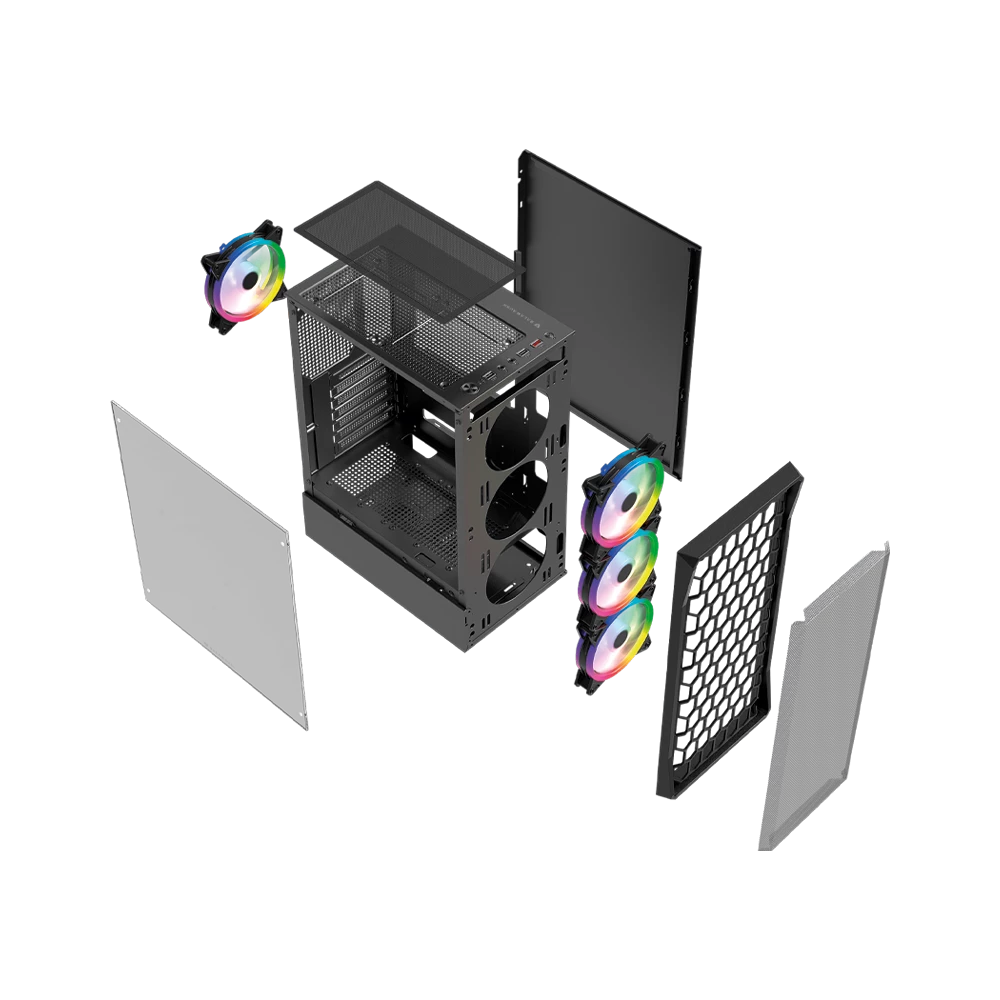 Gabinete Gamer Compact Media Torre | Dragonfly Hex GM560 | Negro