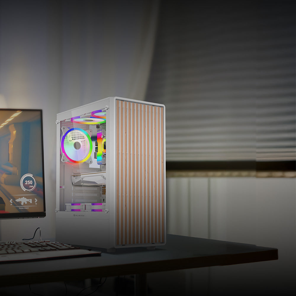 Gabinete Gamer Compact Media Torre | Dragonfly Wood GM580 | Blanco