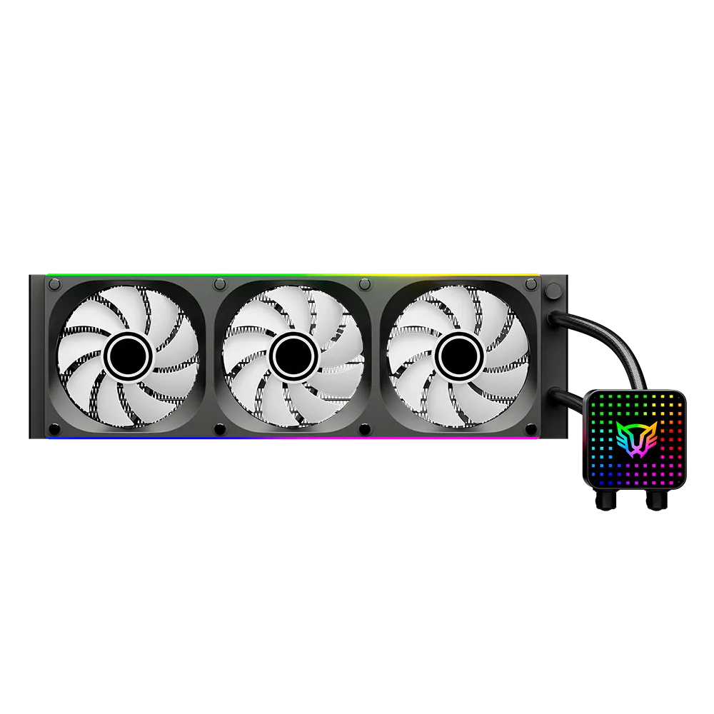 Enfriamiento Líquido 360 | Cryo Vision CV36 | TDP 300W | Pantalla LCD 4" | Bomba 2750 RPM | Triple Ventilador Marco único PWM+ARGB | Negro