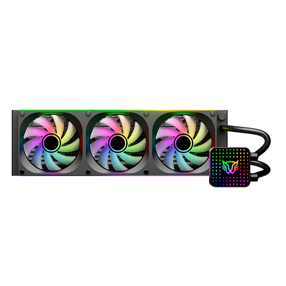 Enfriamiento Líquido 360 | Cryo Vision CV36 | TDP 300W | Pantalla LCD 4" | Bomba 2750 RPM | Triple Ventilador Marco único PWM+ARGB | Negro