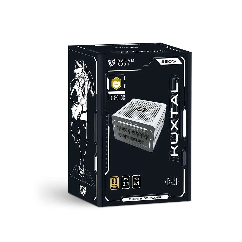 Fuente de Poder ATX 850W KUXTAL IX999 | 80 Plus Gold | Full Modular | Black&White
