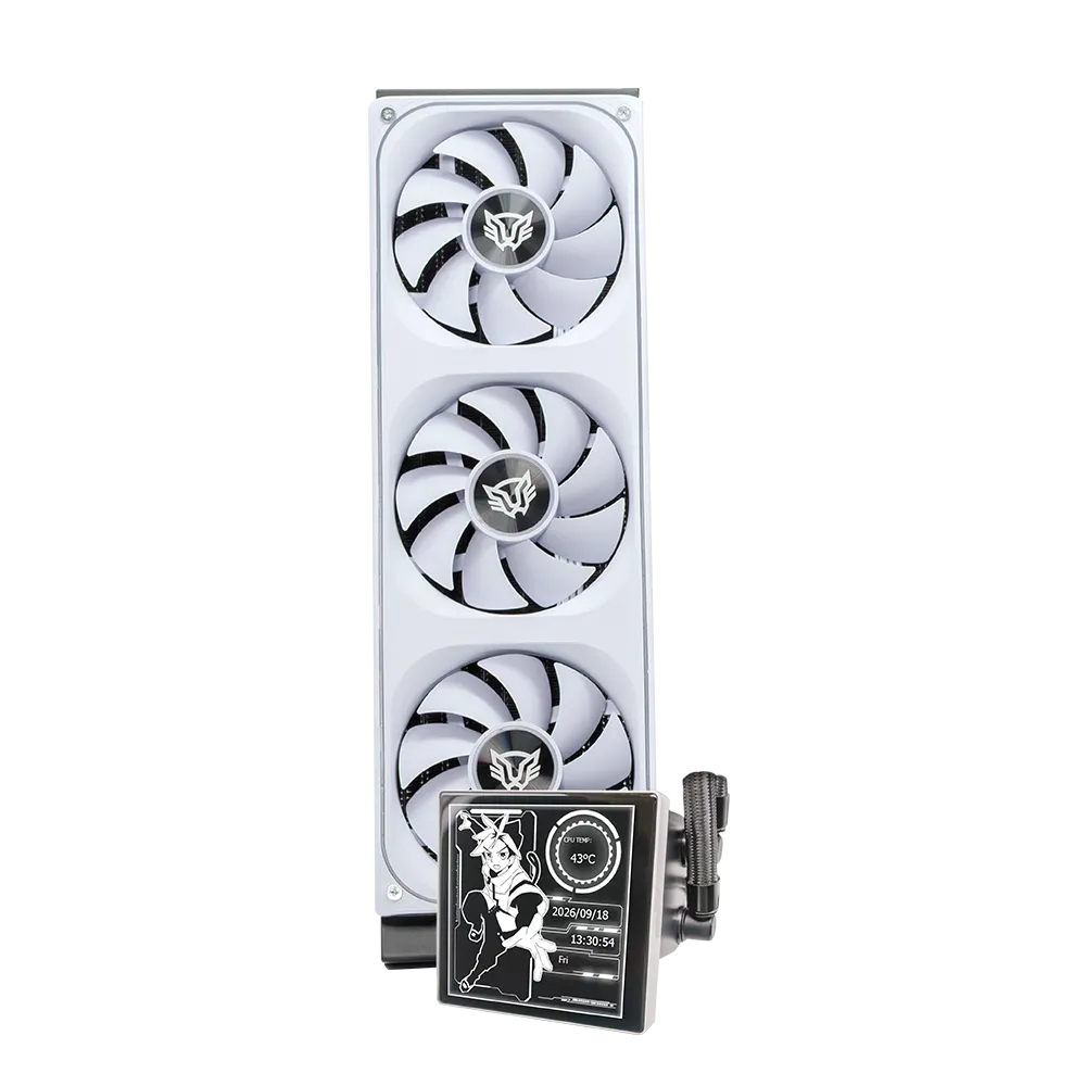 Enfriamiento Liquido 360 CH'ULHA' IX999 | TDP 300W | Pantalla LCD 4" | Bomba 2750 RPM | Black&White