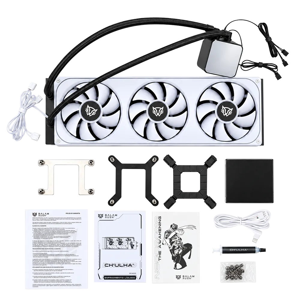 Enfriamiento Liquido 360 CH'ULHA' IX999 | TDP 300W | Pantalla LCD 4" | Bomba 2750 RPM | Black&White