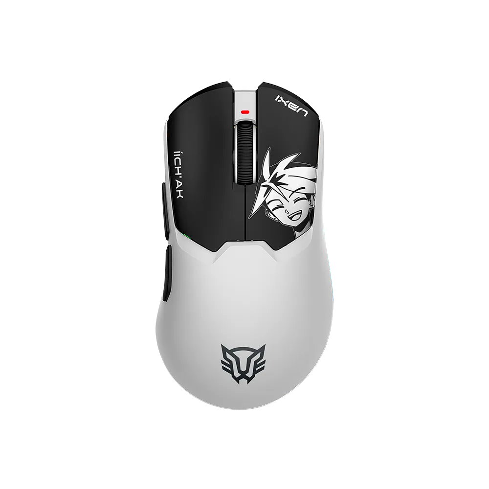 Mouse Gamer Inalámbrico ÍICH'AK IX999 | 2.4 GHz + 2 BT 5.3 | Pixart 3395 | 26000 Max DPI | 1000 Hz | Black&White