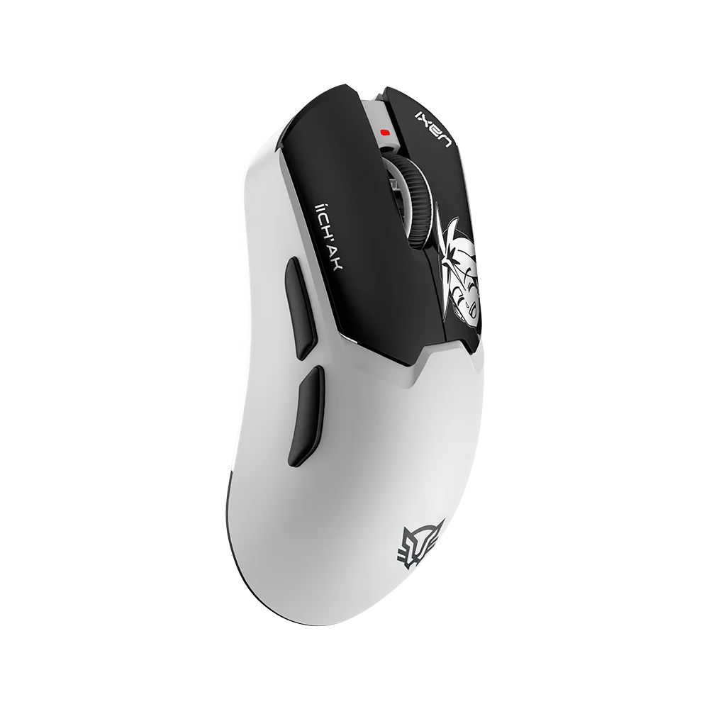Mouse Gamer Inalámbrico ÍICH'AK IX999 | 2.4 GHz + 2 BT 5.3 | Pixart 3395 | 26000 Max DPI | 1000 Hz | Black&White