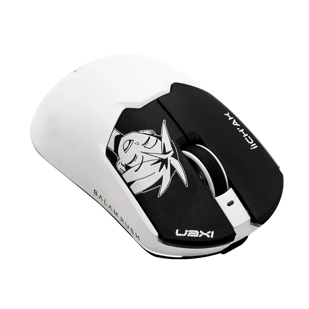 Mouse Gamer Inalámbrico ÍICH'AK IX999 | 2.4 GHz + 2 BT 5.3 | Pixart 3395 | 26000 Max DPI | 1000 Hz | Black&White