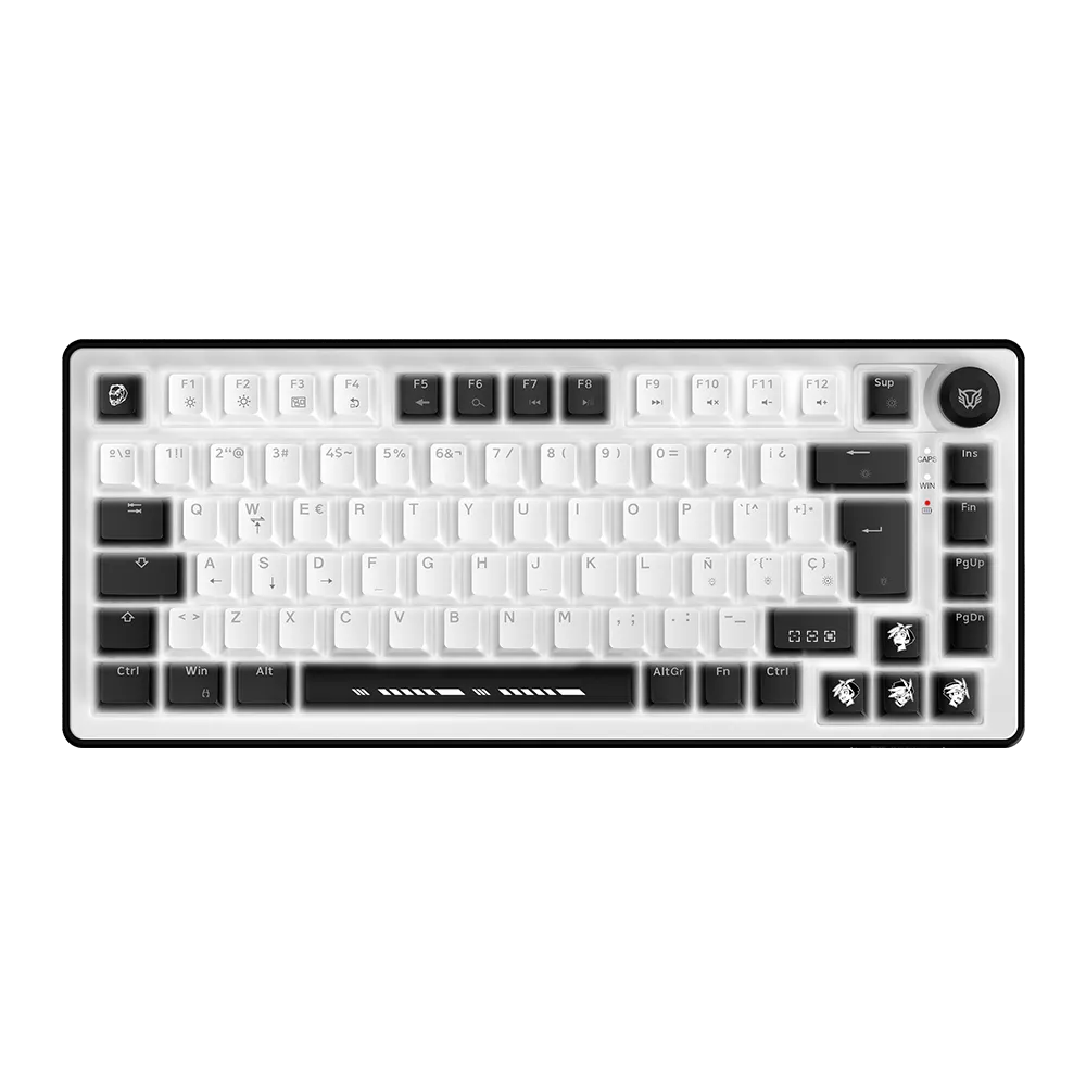 Teclado Mecánico Gamer Alámbrico T'AAN IX999 | 75 % + Gasket | Switch Magnético | 83 Teclas + Knob | Black&White