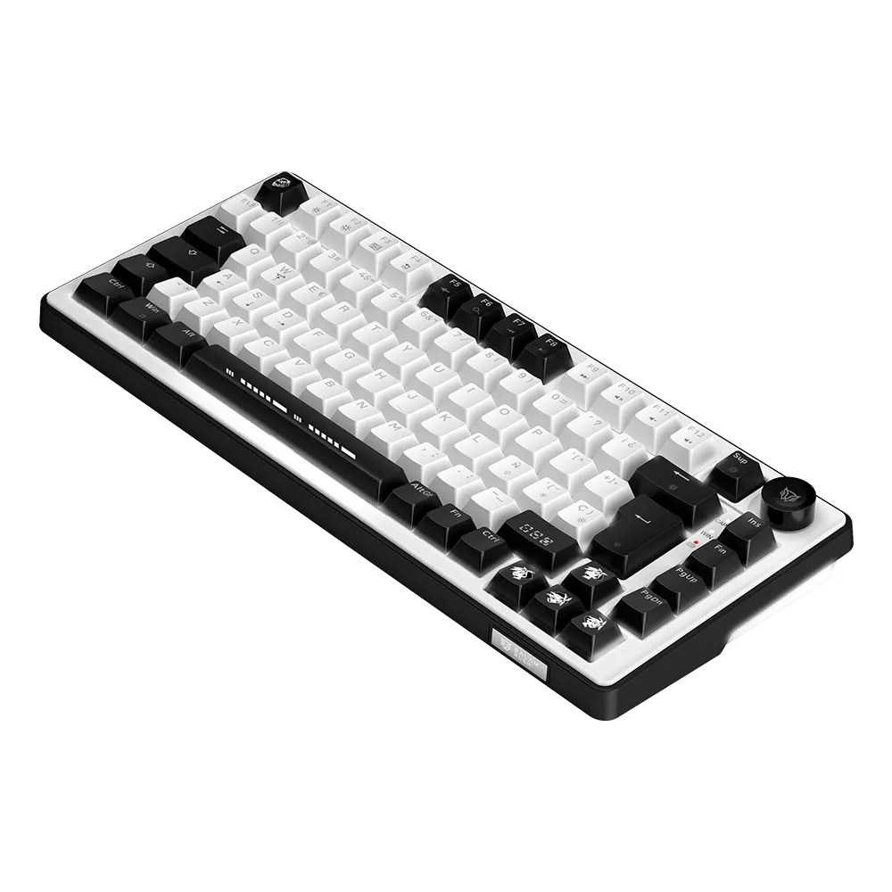 Teclado Mecánico Gamer Alámbrico T'AAN IX999 | 75 % + Gasket | Switch Magnético | 83 Teclas + Knob | Black&White