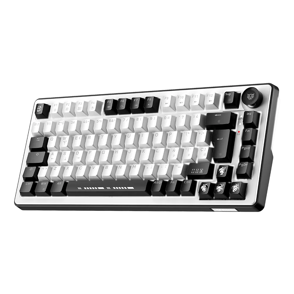 Teclado Mecánico Gamer Alámbrico T'AAN IX999 | 75 % + Gasket | Switch Magnético | 83 Teclas + Knob | Black&White
