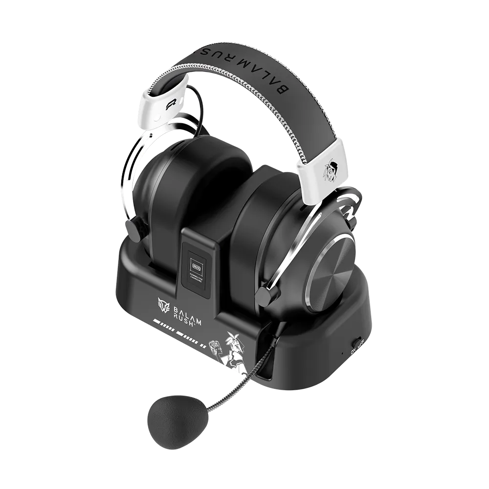 Audífonos Gamer Inalámbrico XIKIN IX999 | con Base de Carga | Over Ear | BT 5.4 + Dongle 2.4 GHz + Cable | Black&White