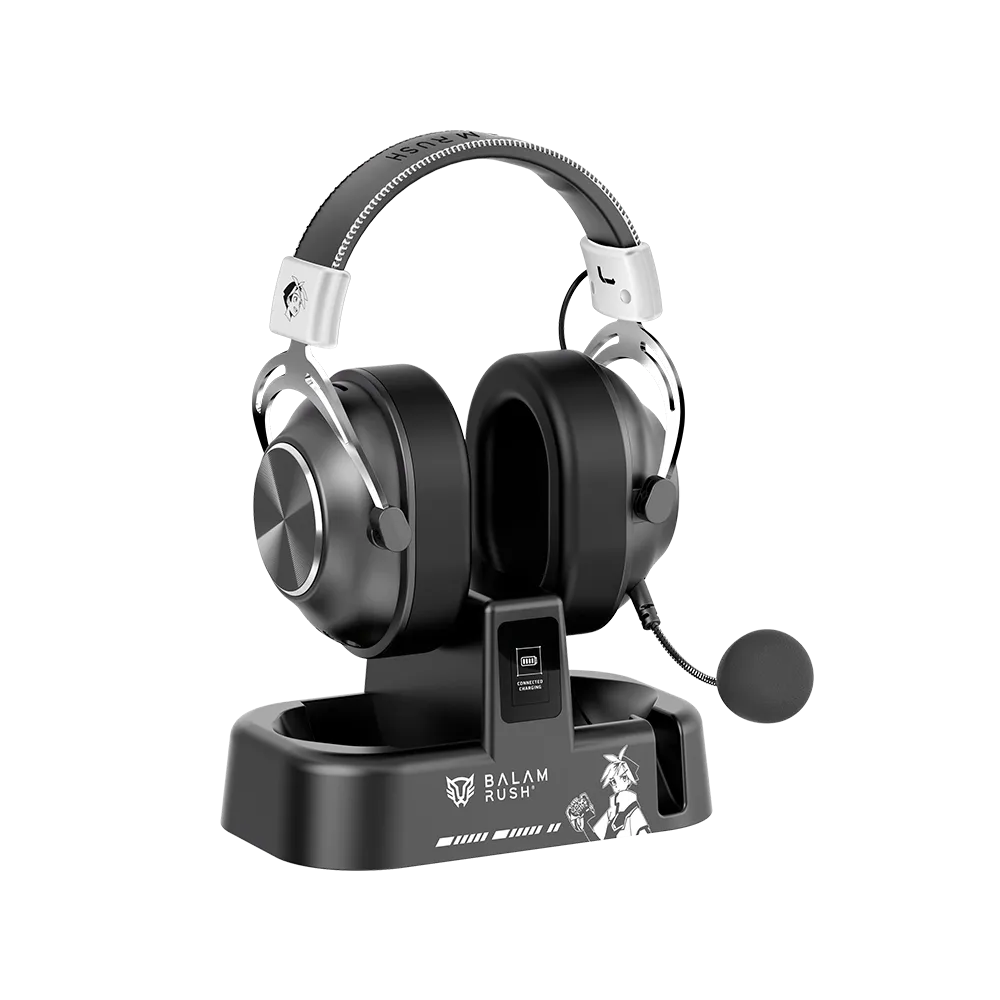 Audífonos Gamer Inalámbrico XIKIN IX999 | con Base de Carga | Over Ear | BT 5.4 + Dongle 2.4 GHz + Cable | Black&White