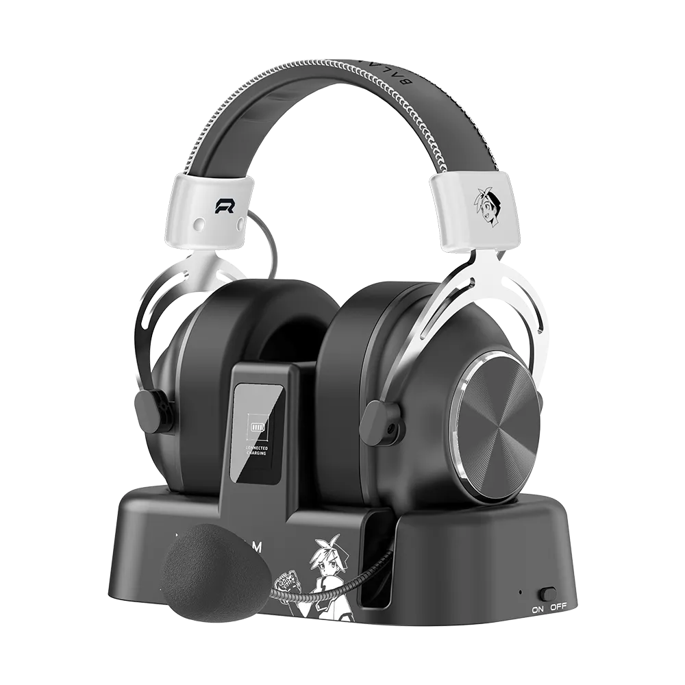 Audífonos Gamer Inalámbrico XIKIN IX999 | con Base de Carga | Over Ear | BT 5.4 + Dongle 2.4 GHz + Cable | Black&White