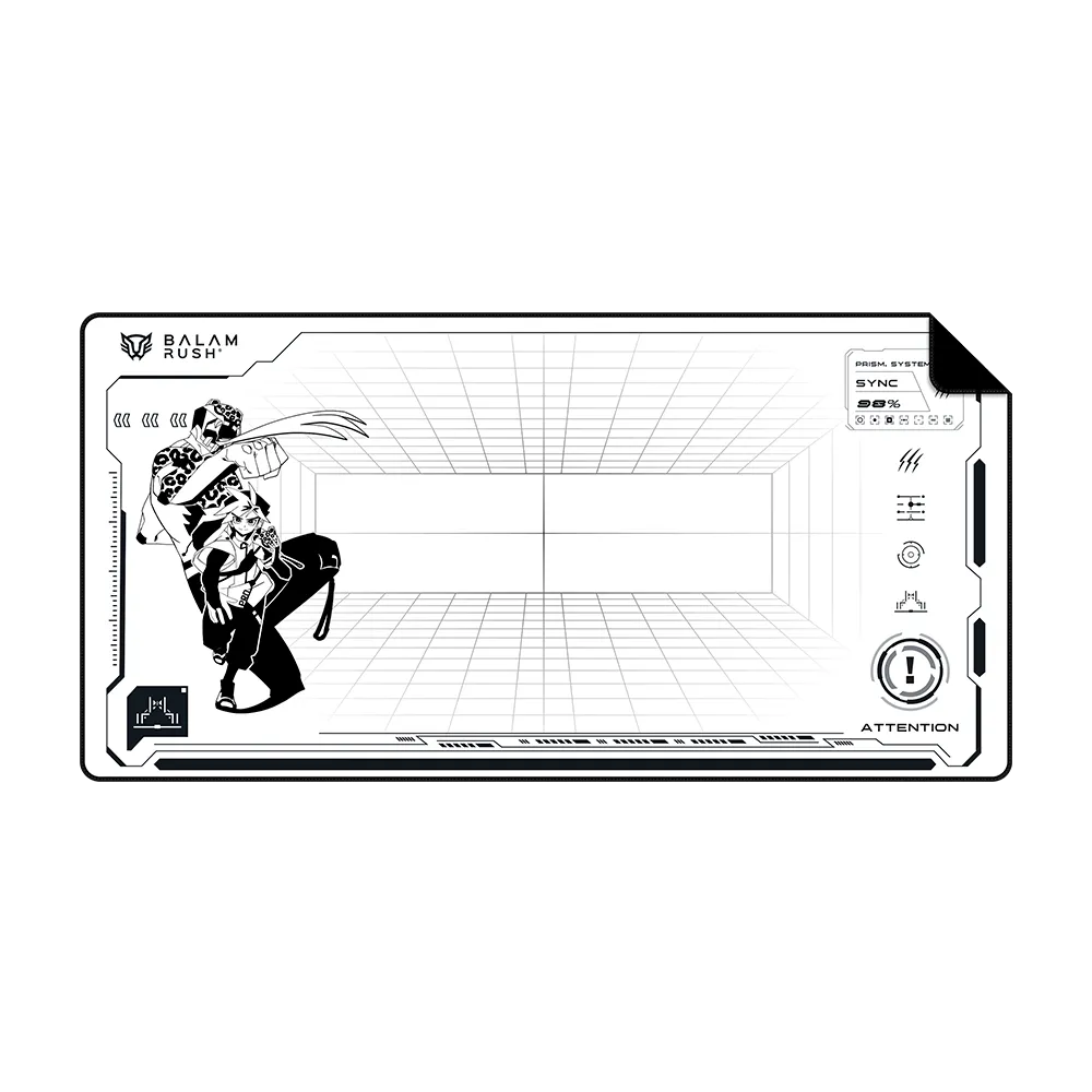 Alfombrilla Gamer LU'UM IX999 | 80 x 40 cm | Tela de Poliéster | Borde microtejido | Antiderrapante | Black&White