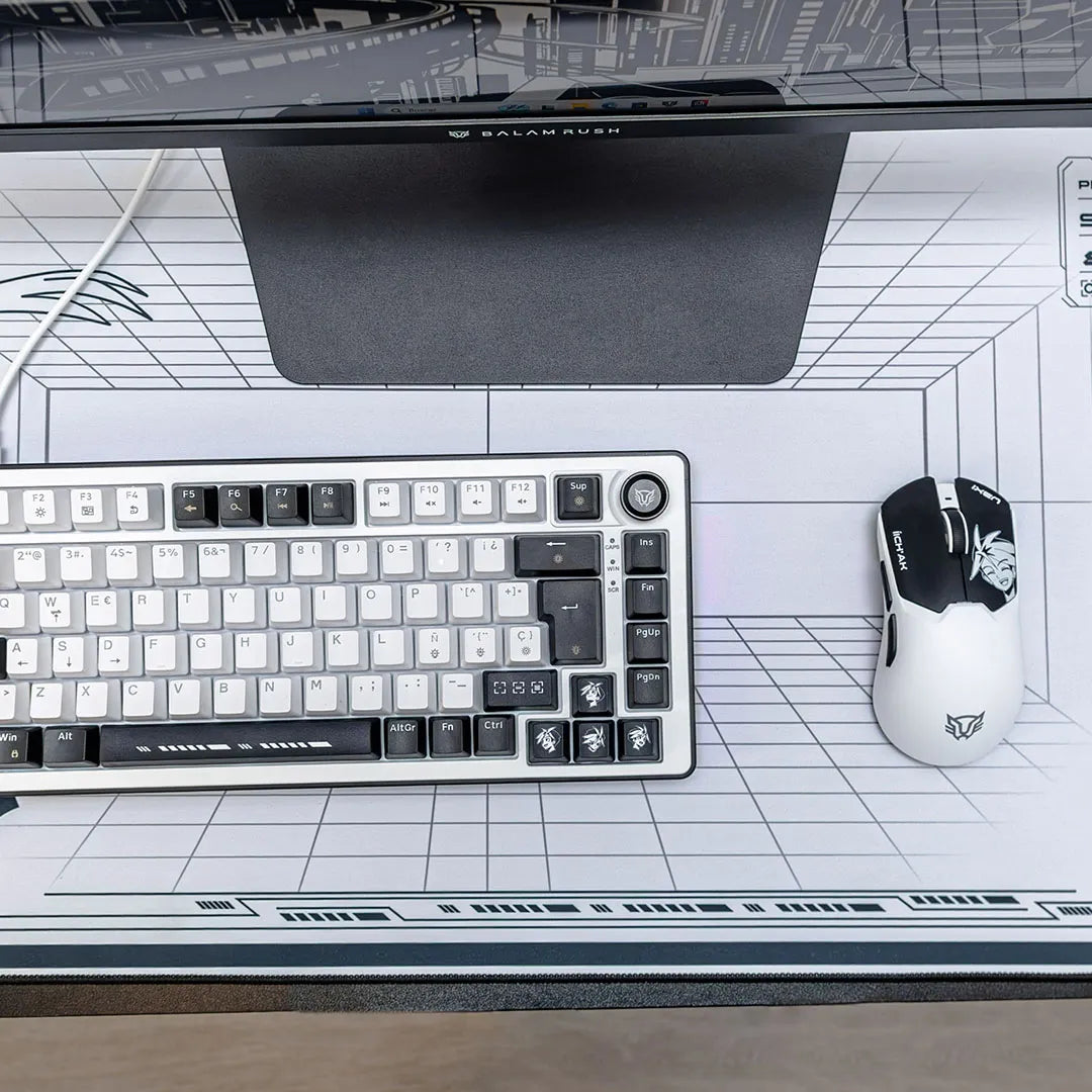 Alfombrilla Gamer LU'UM IX999 | 80 x 40 cm | Tela de Poliéster | Borde microtejido | Antiderrapante | Black&White