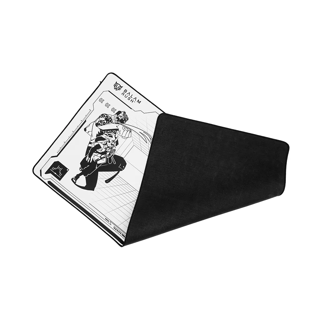 Alfombrilla Gamer LU'UM IX999 | 80 x 40 cm | Tela de Poliéster | Borde microtejido | Antiderrapante | Black&White