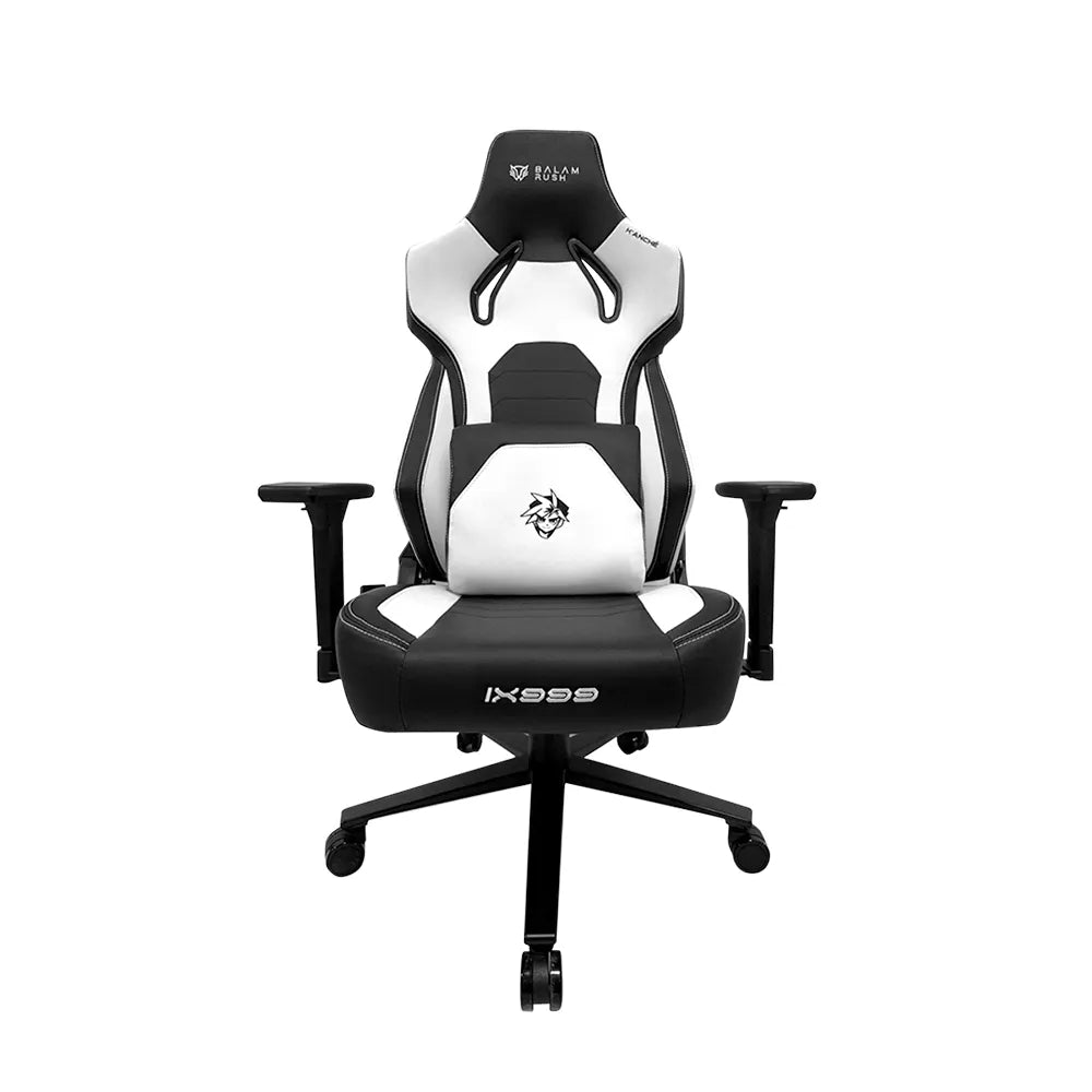 Silla Gamer K'ANCHÉ IX999 | Madera + PU + Espuma Moldeada + Metal | Pistón Clase 4 | Soporta hasta 150 kg | Mecanismo Mecánico | Inclinación 180° | Black&White