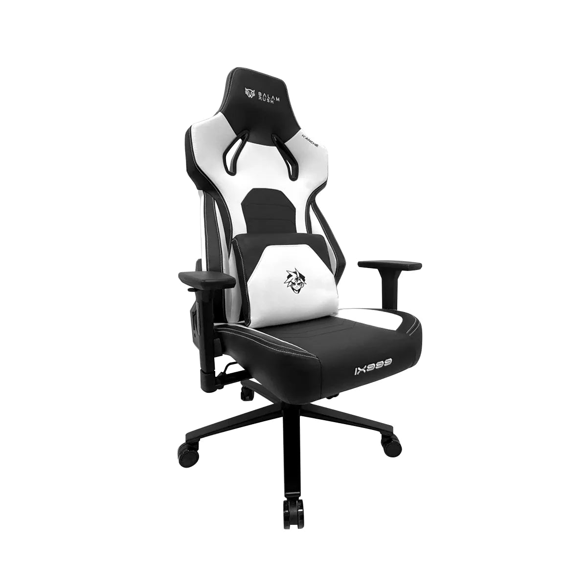 Silla Gamer K'ANCHÉ IX999 | Madera + PU + Espuma Moldeada + Metal | Pistón Clase 4 | Soporta hasta 150 kg | Mecanismo Mecánico | Inclinación 180° | Black&White