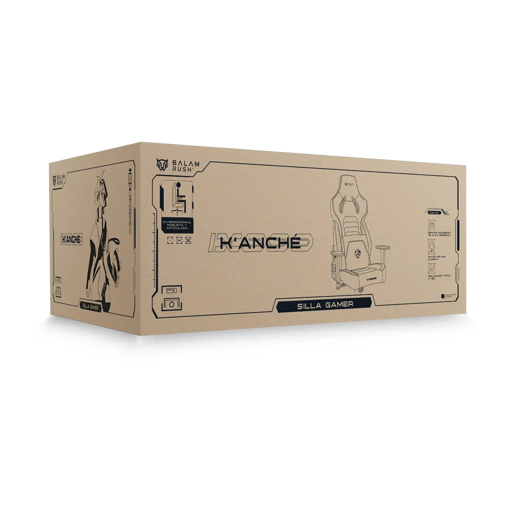 Silla Gamer K'ANCHÉ IX999 | Madera + PU + Espuma Moldeada + Metal | Pistón Clase 4 | Soporta hasta 150 kg | Mecanismo Mecánico | Inclinación 180° | Black&White