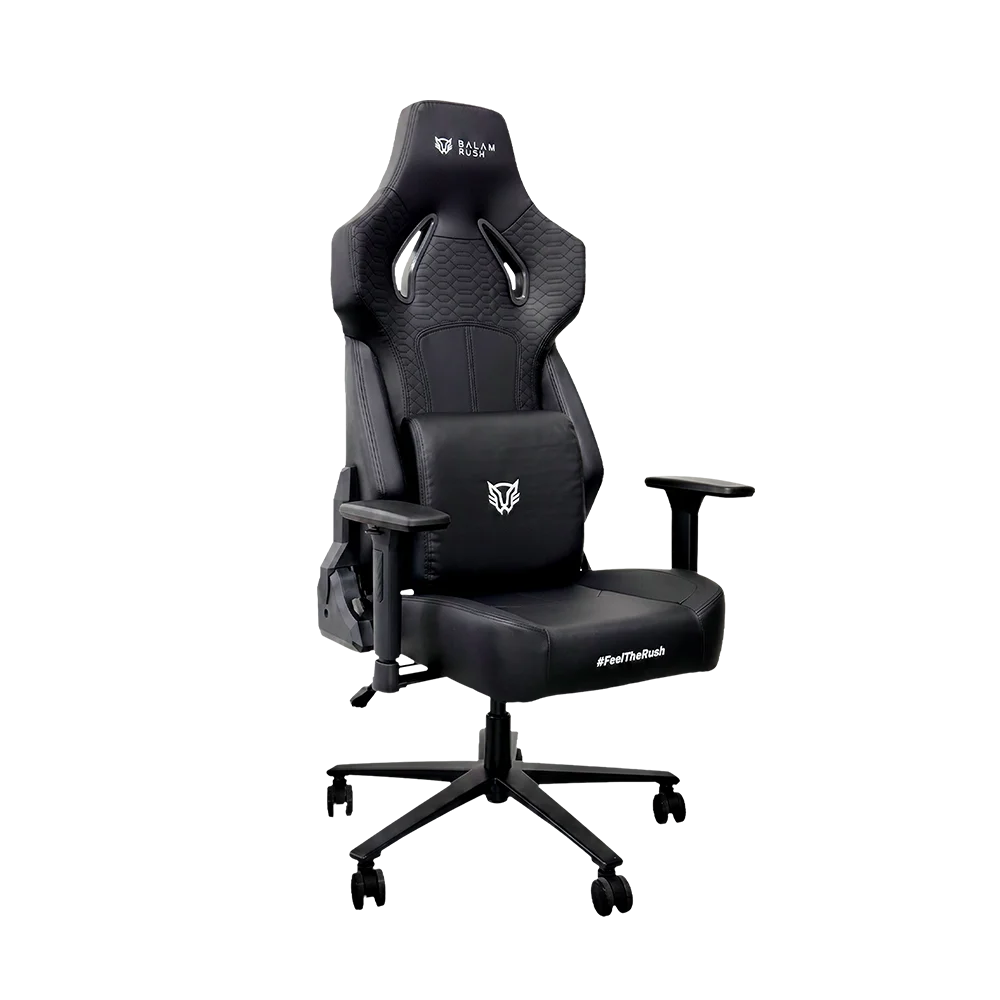 Silla Gamer Thunder Strike / Madera + PU / Piston Clase 4 / Soporta hasta 150 kg / Mecanismo Mariposa / Inclinación de 90° a 180° / Negro