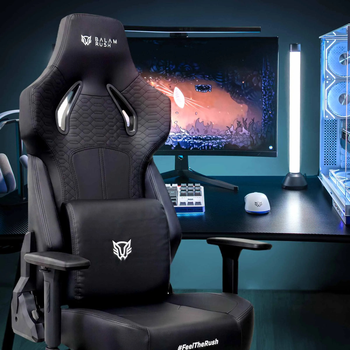Silla Gamer Thunder Strike / Madera + PU / Piston Clase 4 / Soporta hasta 150 kg / Mecanismo Mariposa / Inclinación de 90° a 180° / Negro