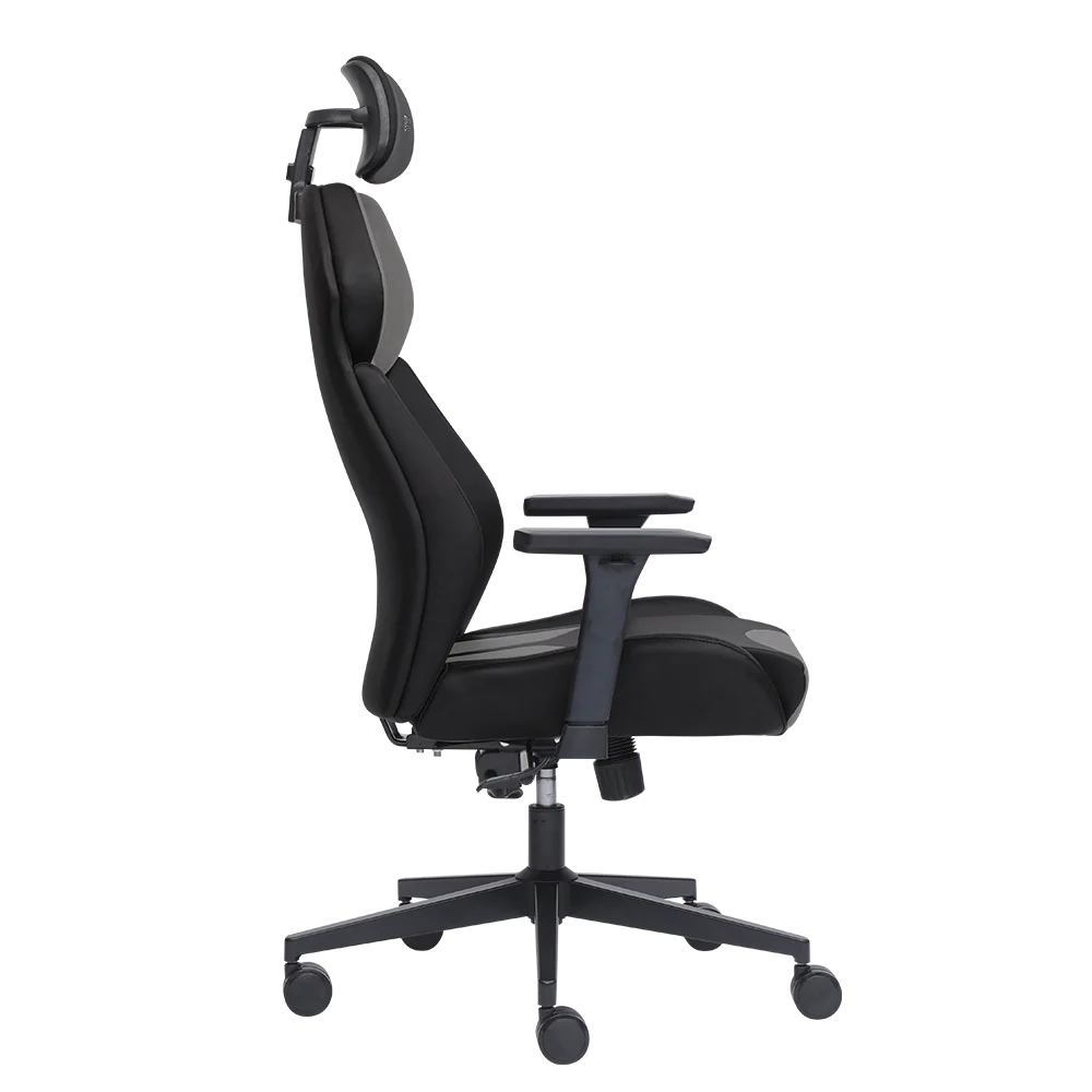 Silla Gamer Ultimate Prime U6 / Madera + Nailon + PU / Piston Clase 4 / Soporta hasta 150 kg / Mecanismo Multifunción / Inclinación de 90° a 110° / Negro - Gris